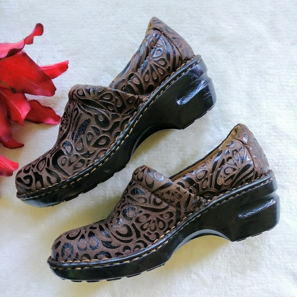 Born Shoes - BORN Brown Leather Slip-On Clog Shoes